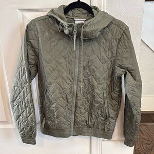 Columbia Green Quilted Bomber Jacket with Hood
